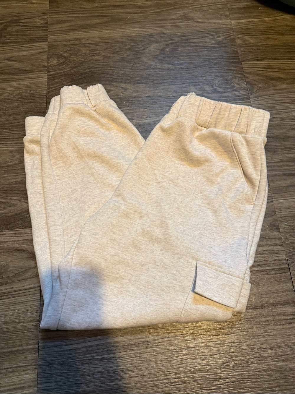 Express Women's Light Beige Elastic-Waist Track Pants